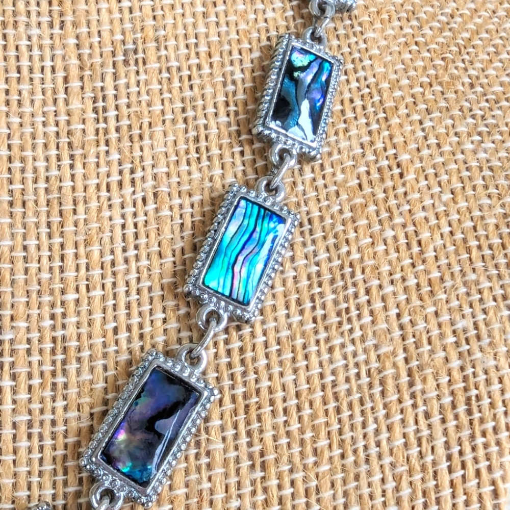 Abolone Shell Adjustable Rectangular Link Choker … - image 6